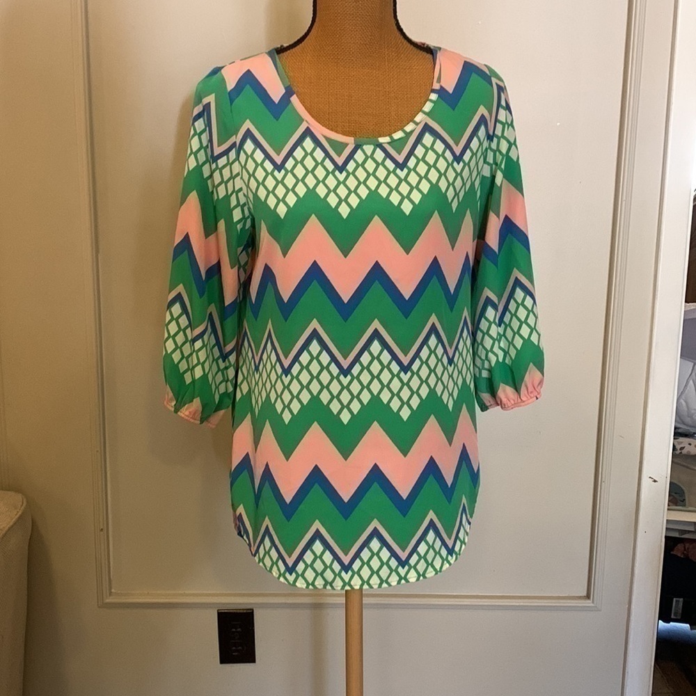 Peach Love Women's Chevron‎ Blouse
